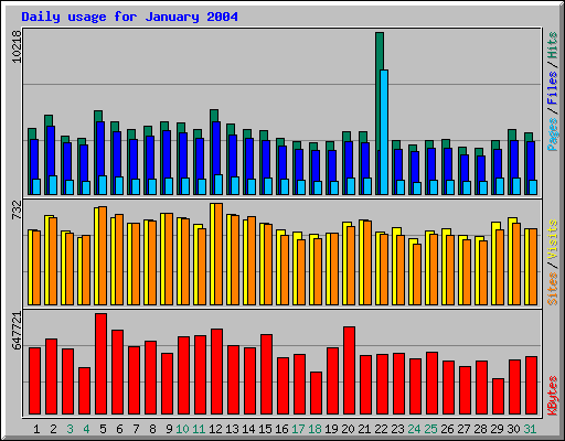 Daily usage for January 2004